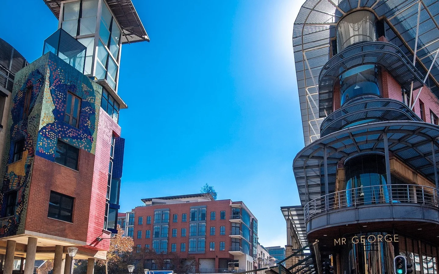 Distinctive Melrose Arch buildings and public street space